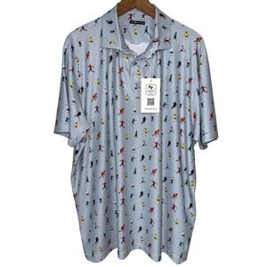 NWT Fore Fathers Soccer Dad Pattern Light Blue Performance Polo Size XL